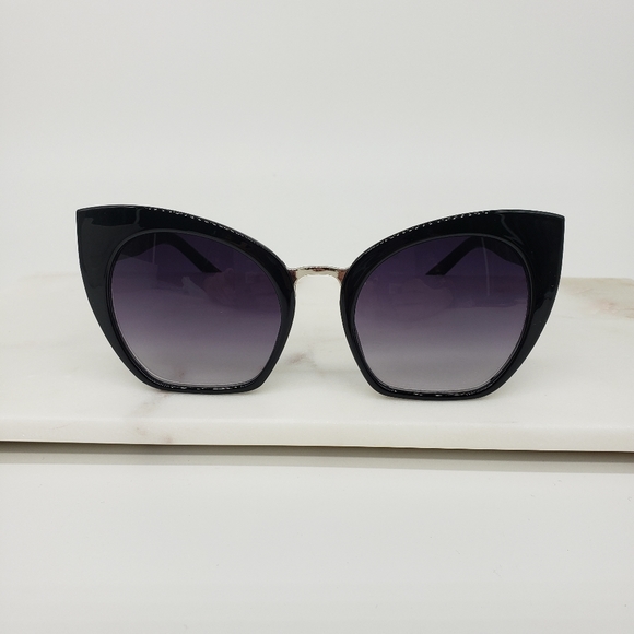 New Black Oversized Cateye Sunglasses - Picture 2 of 6